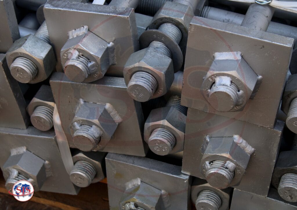 ASTM A36 HDG ANCHOR BOLT WITH NUTS + WASHERS + WELDED PLATE